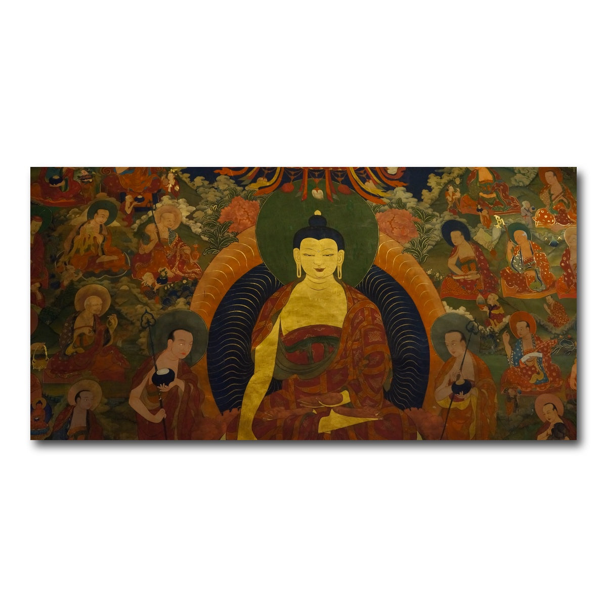 AUTO-MOCKUP WHITE | Ancient buddhist fresco | 1 Piece | Gallery Wrap Canvas | group=2x1