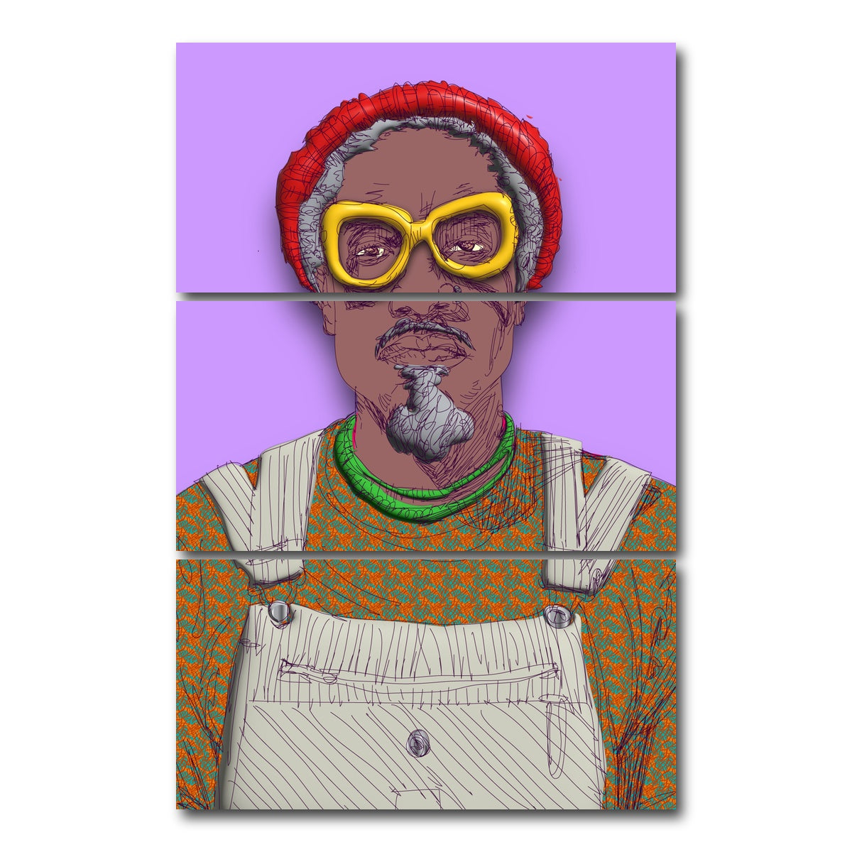 AUTO-MOCKUP WHITE | Andre 3000 | 3 Piece | Gallery Wrap Canvas | group=12x24_stacked