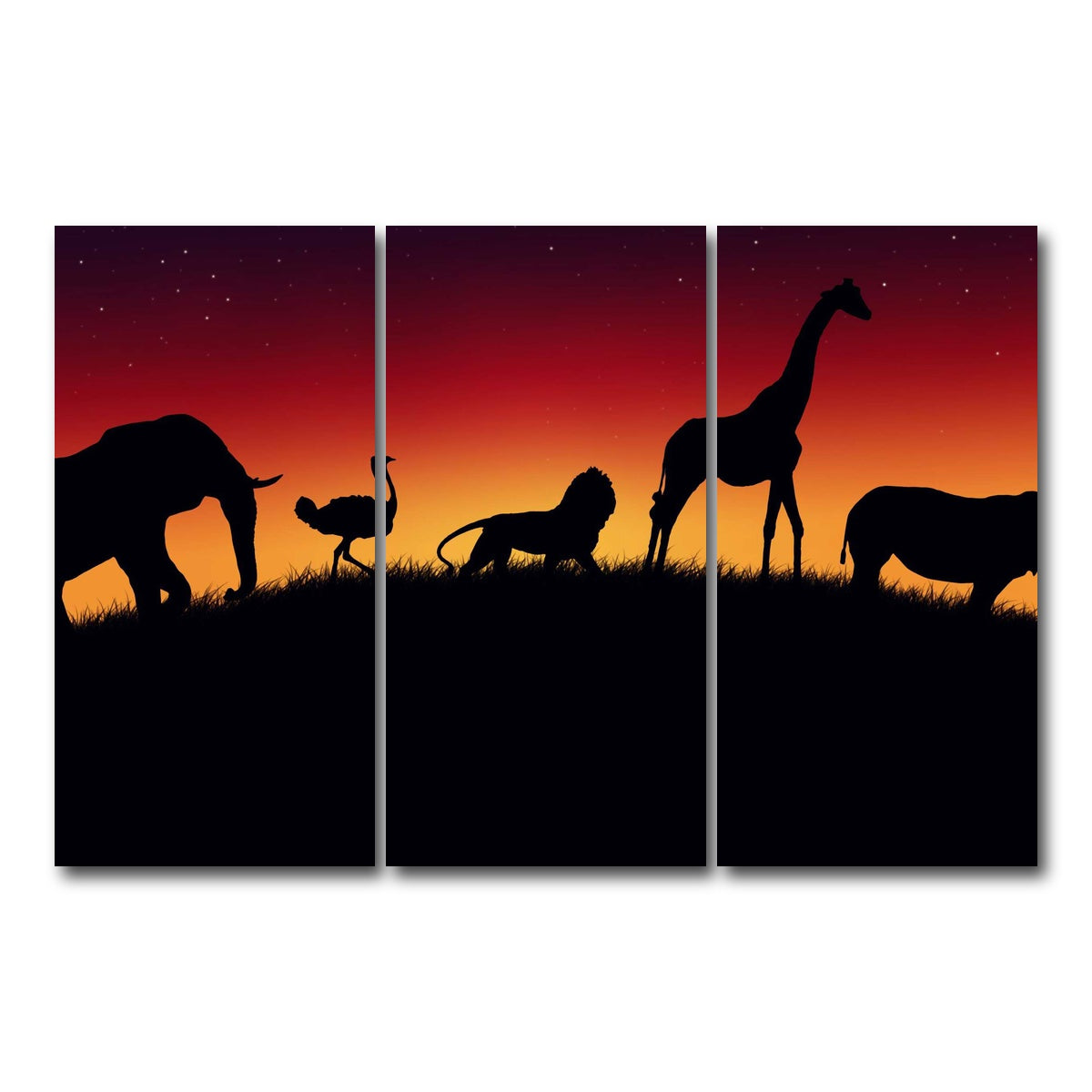 AUTO-MOCKUP WHITE | Animals of Africa | 3 Piece | Gallery Wrap Canvas | group=12x24