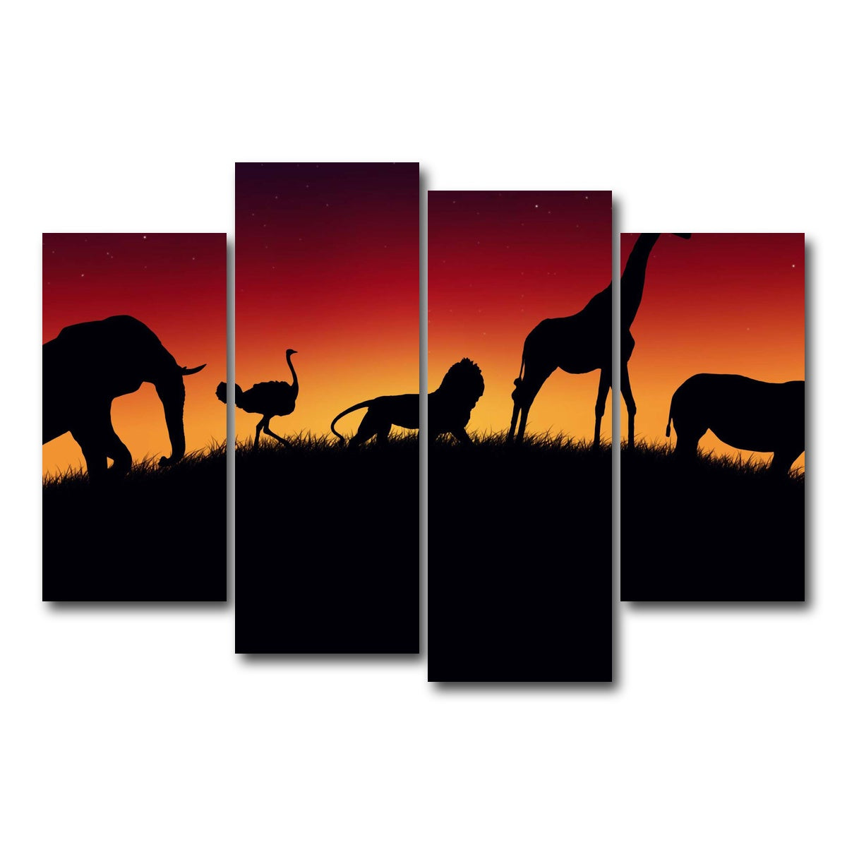 AUTO-MOCKUP WHITE | Animals of Africa | 4 Piece | Gallery Wrap Canvas | group=4_short