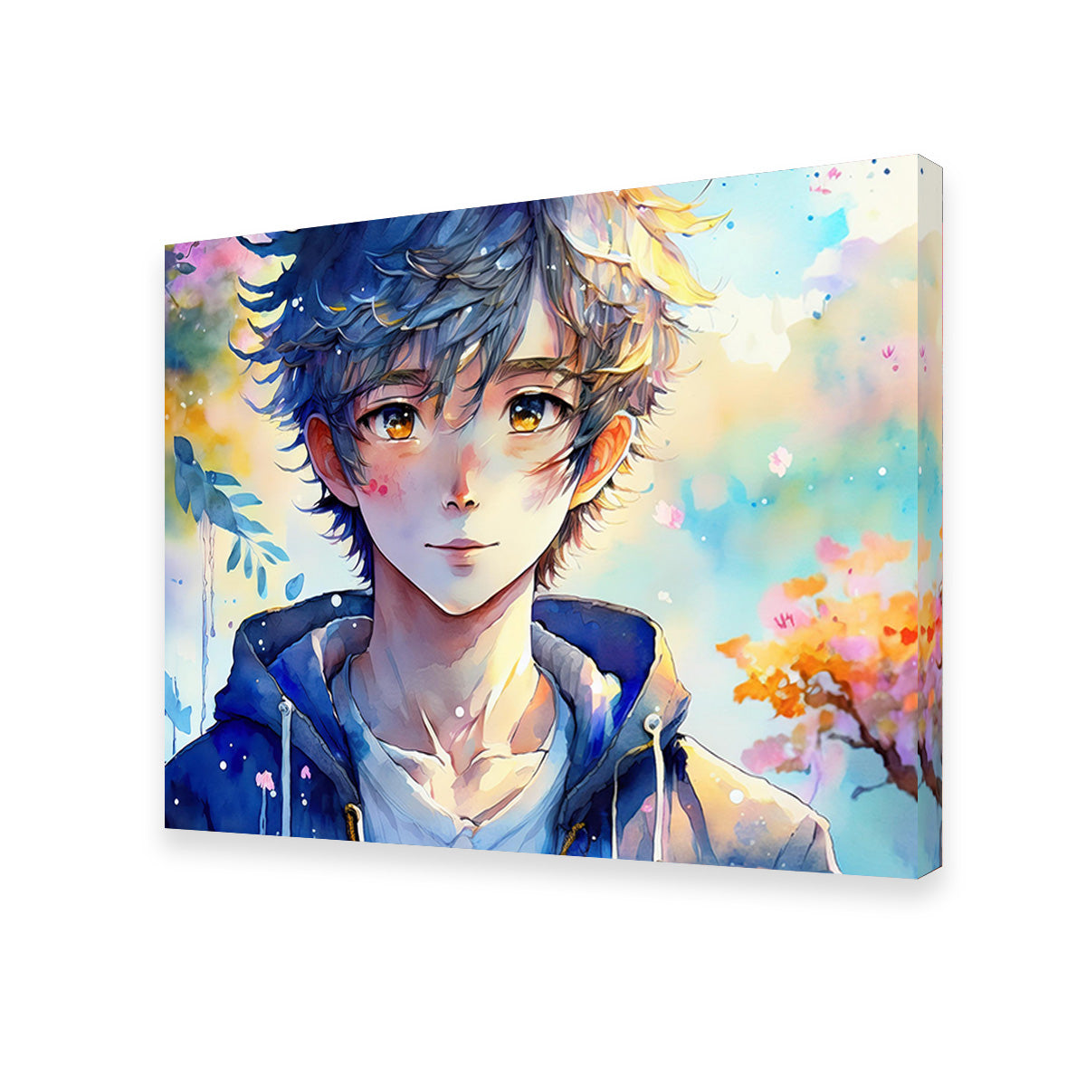 Anime Boy Watercolor Wall Art