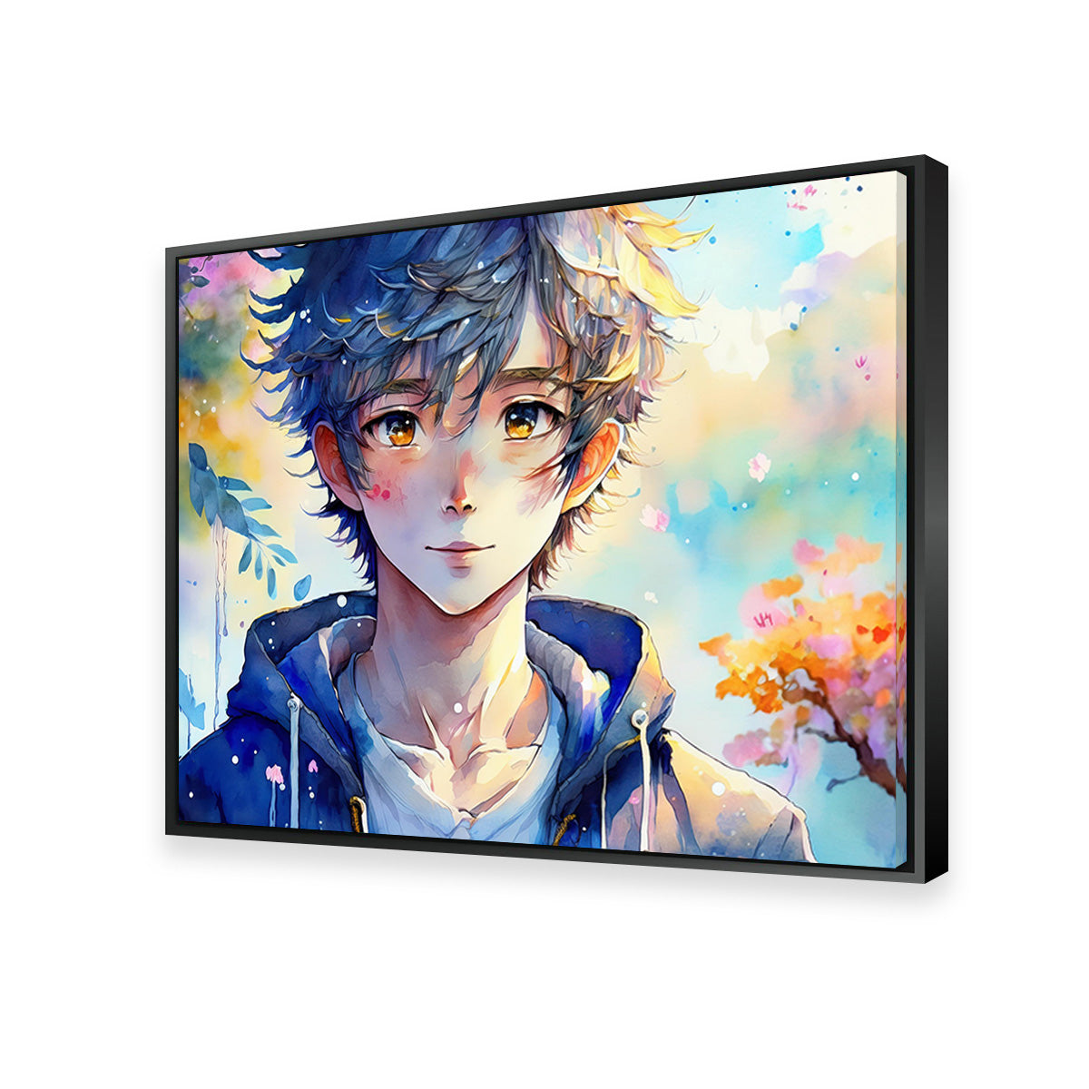 Anime Boy Watercolor Wall Art