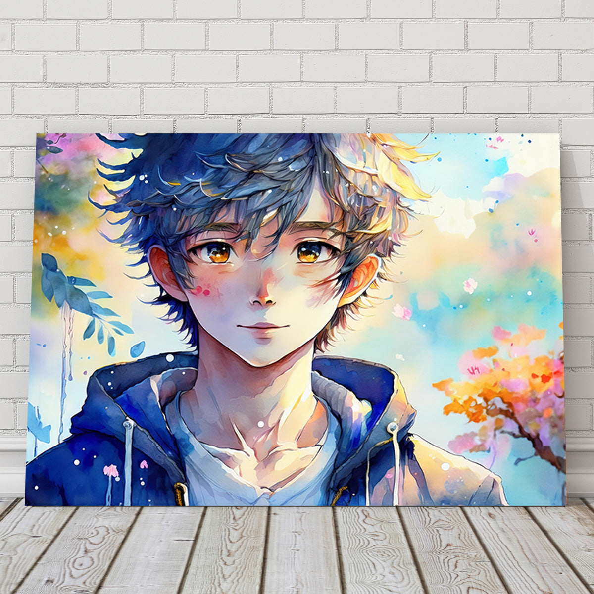 Anime Boy Watercolor Wall Art