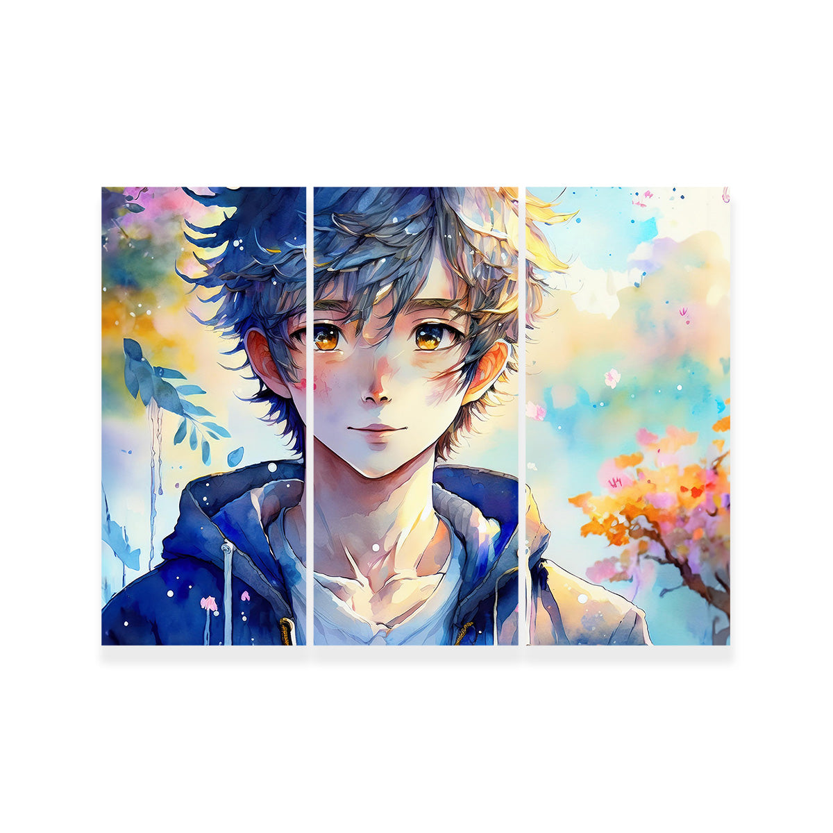 Anime Boy Watercolor Wall Art
