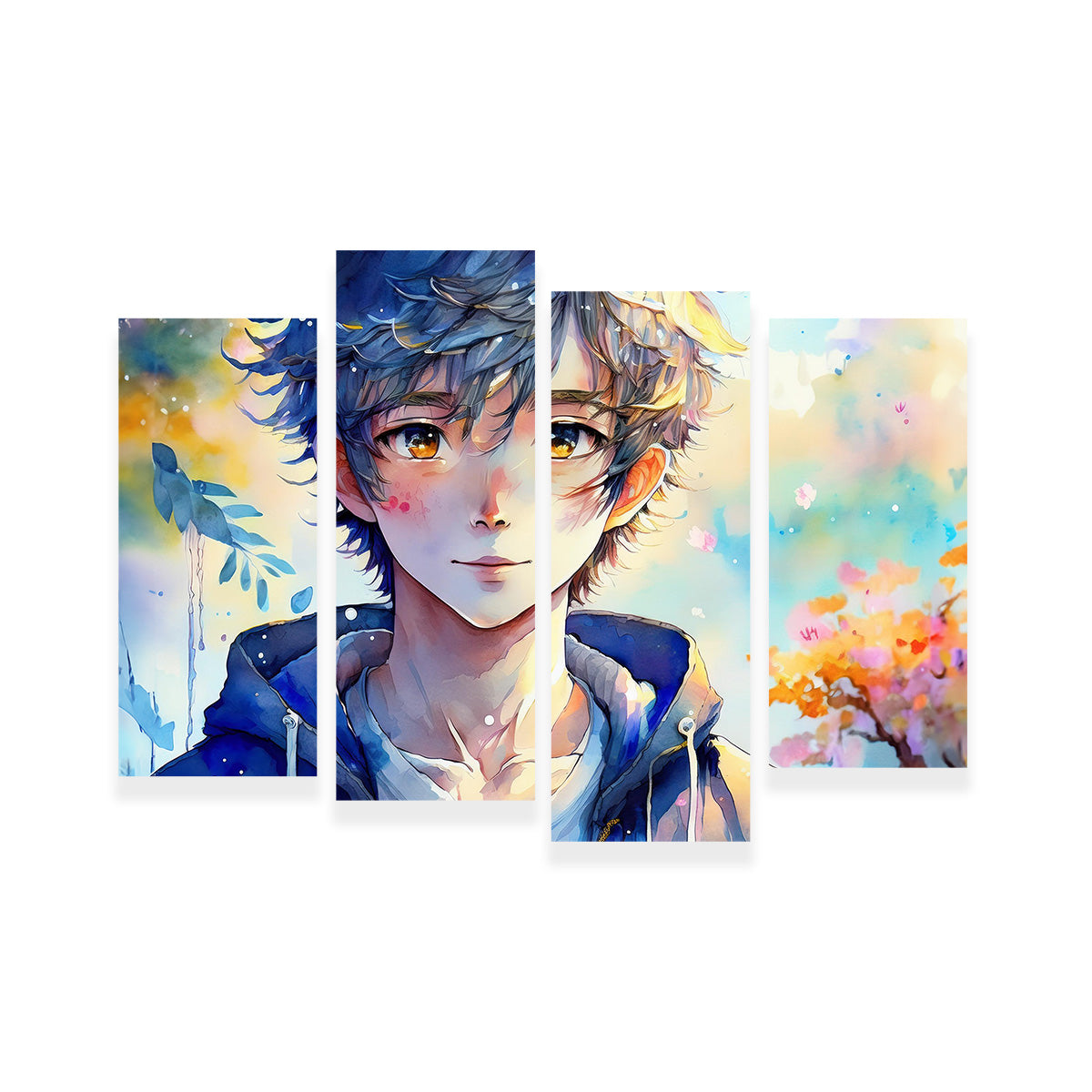 Anime Boy Watercolor Wall Art