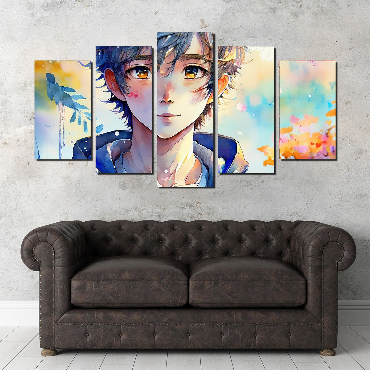 Anime Boy Watercolor Wall Art
