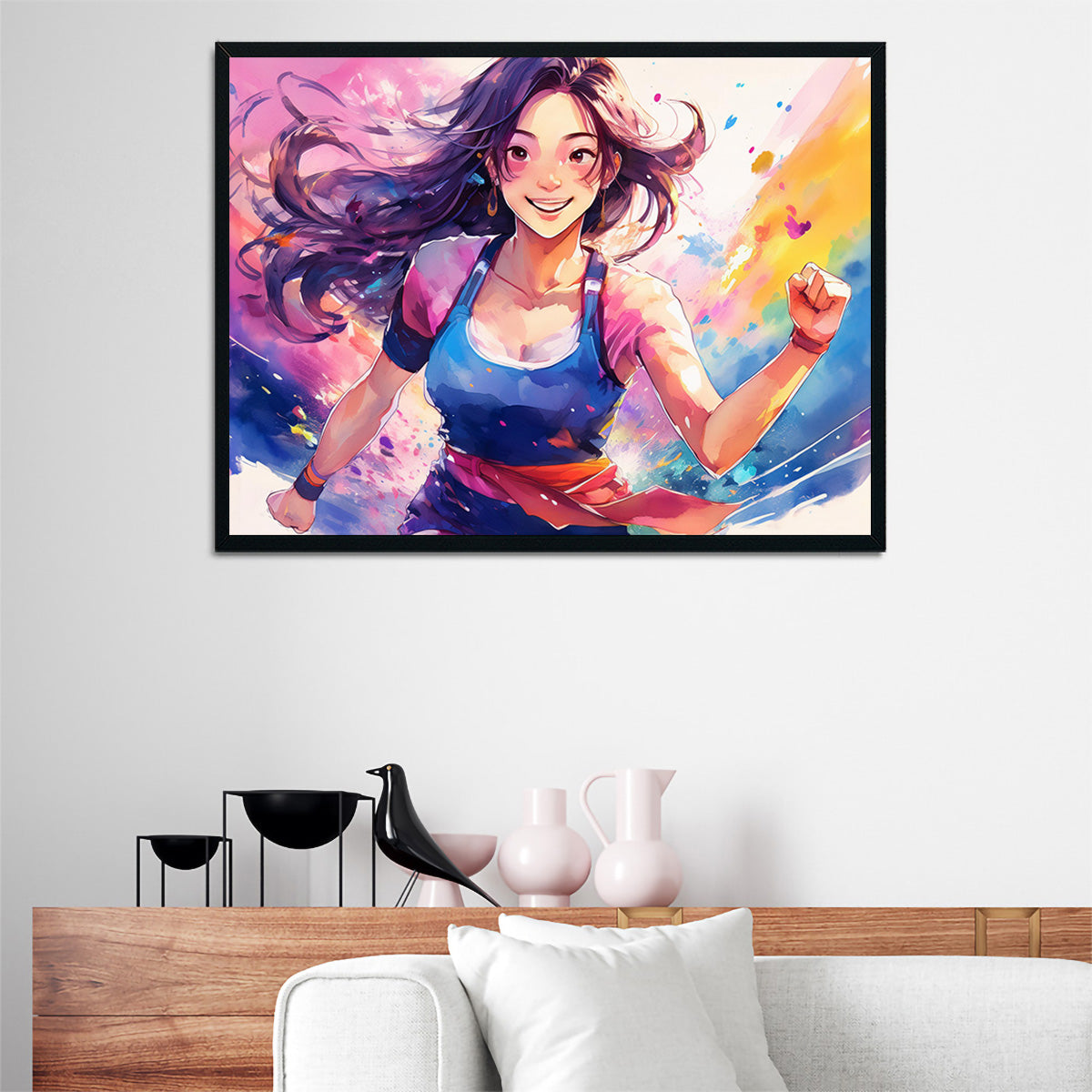 Anime Girl In Action Wall Art