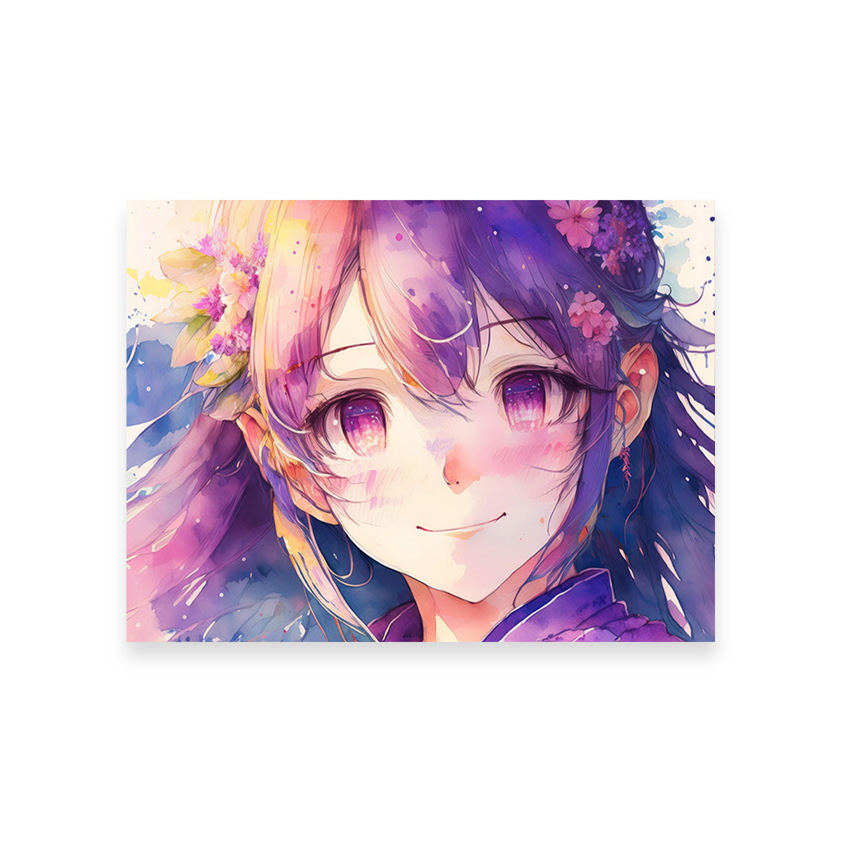 Anime Girl Watercolor Wall Art