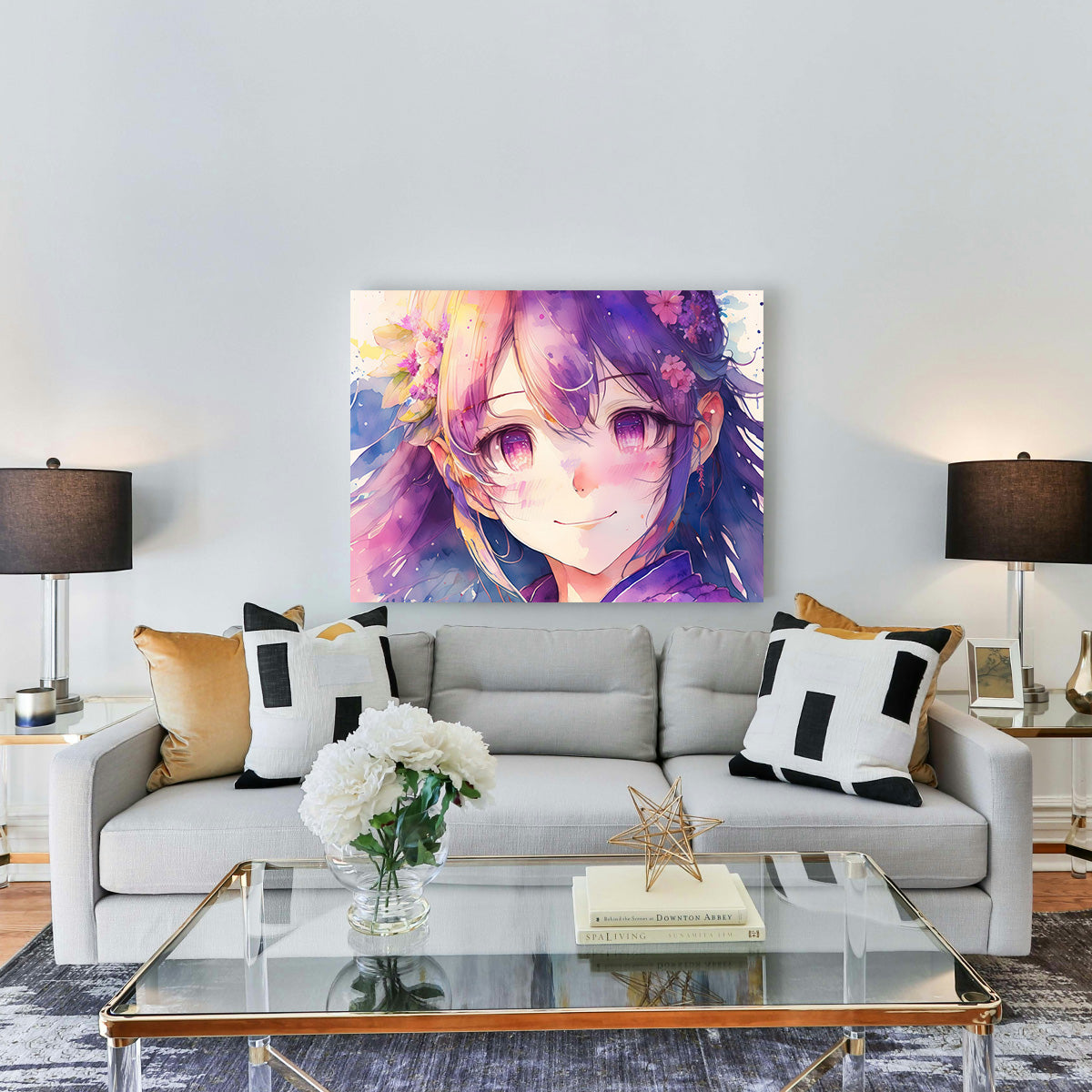 Anime Girl Watercolor Wall Art