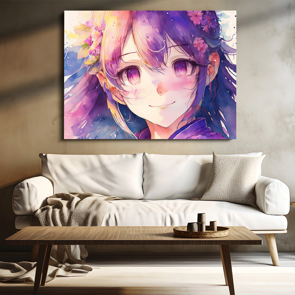 Anime Girl Watercolor Wall Art