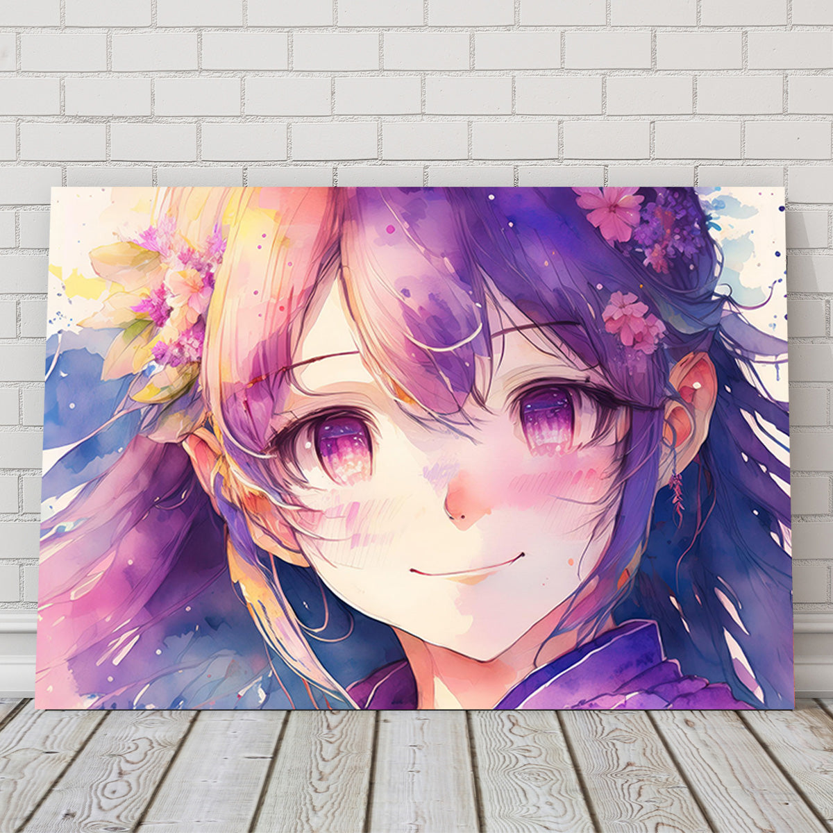 Anime Girl Watercolor Wall Art