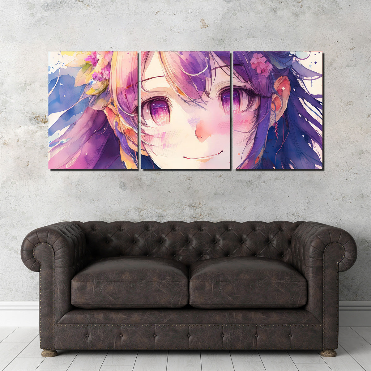 Anime Girl Watercolor Wall Art
