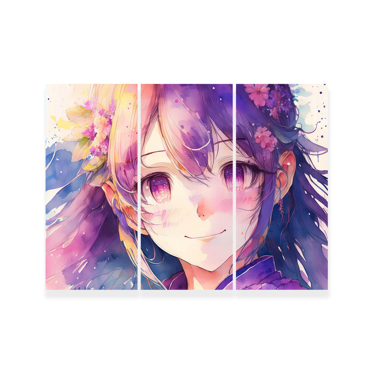 Anime Girl Watercolor Wall Art