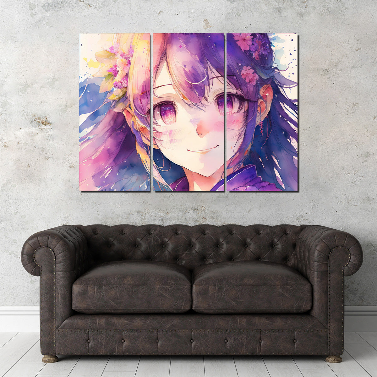 Anime Girl Watercolor Wall Art