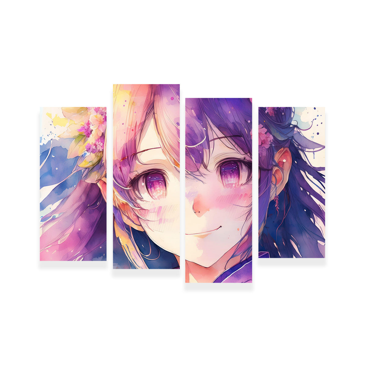 Anime Girl Watercolor Wall Art