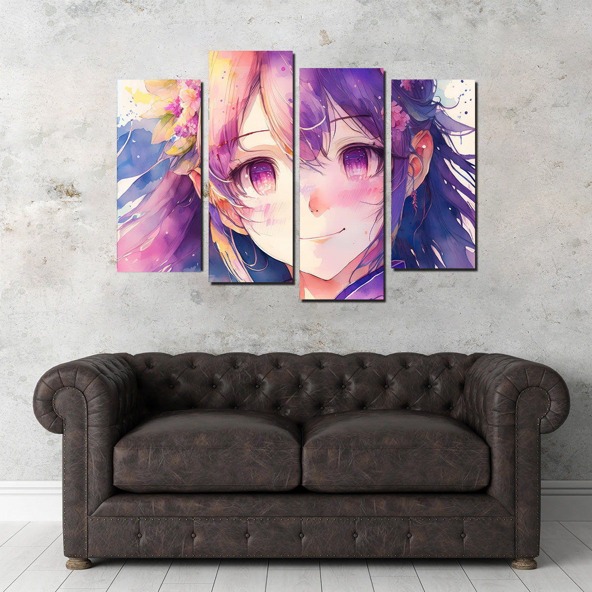 Anime Girl Watercolor Wall Art