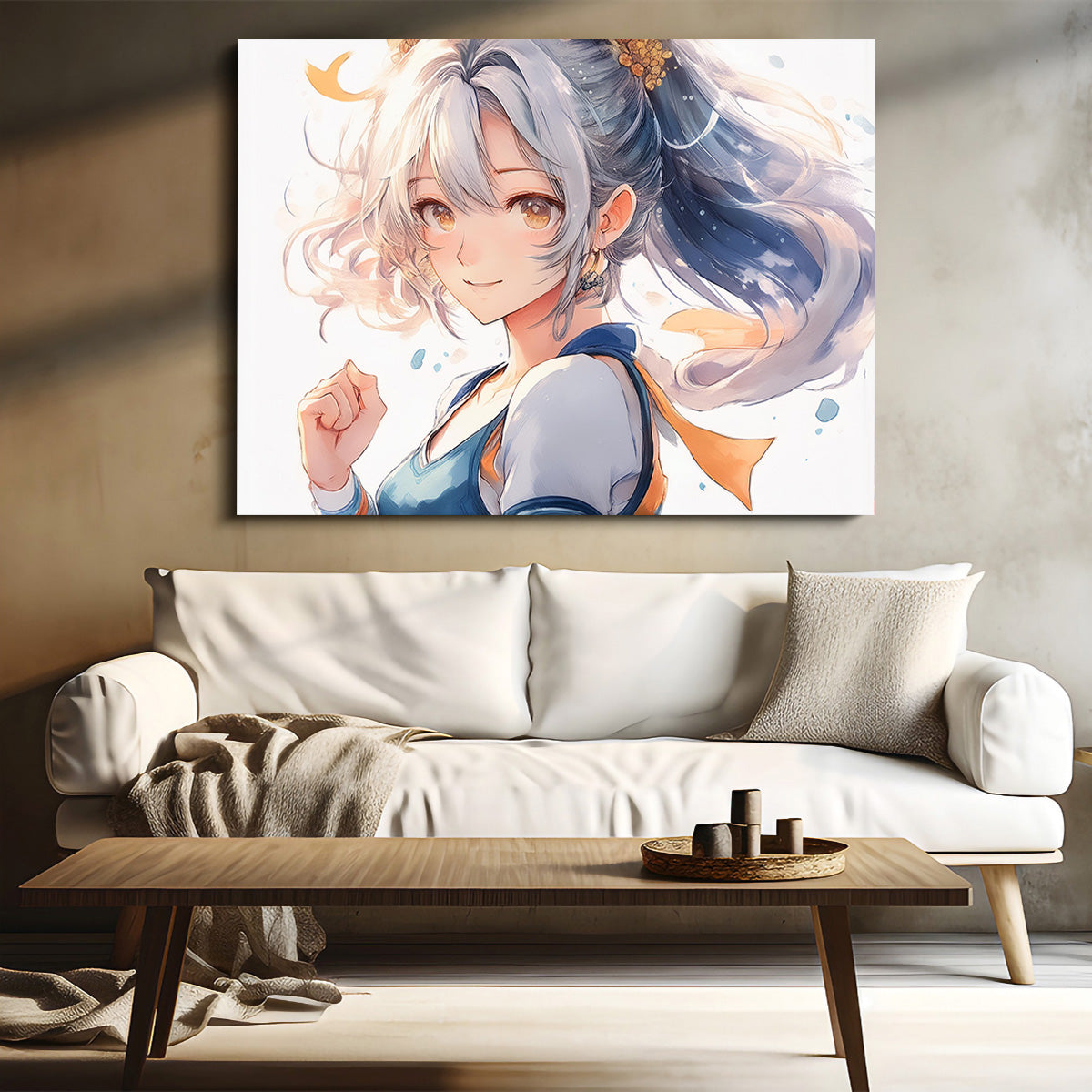 Anime Girl White Wall Art