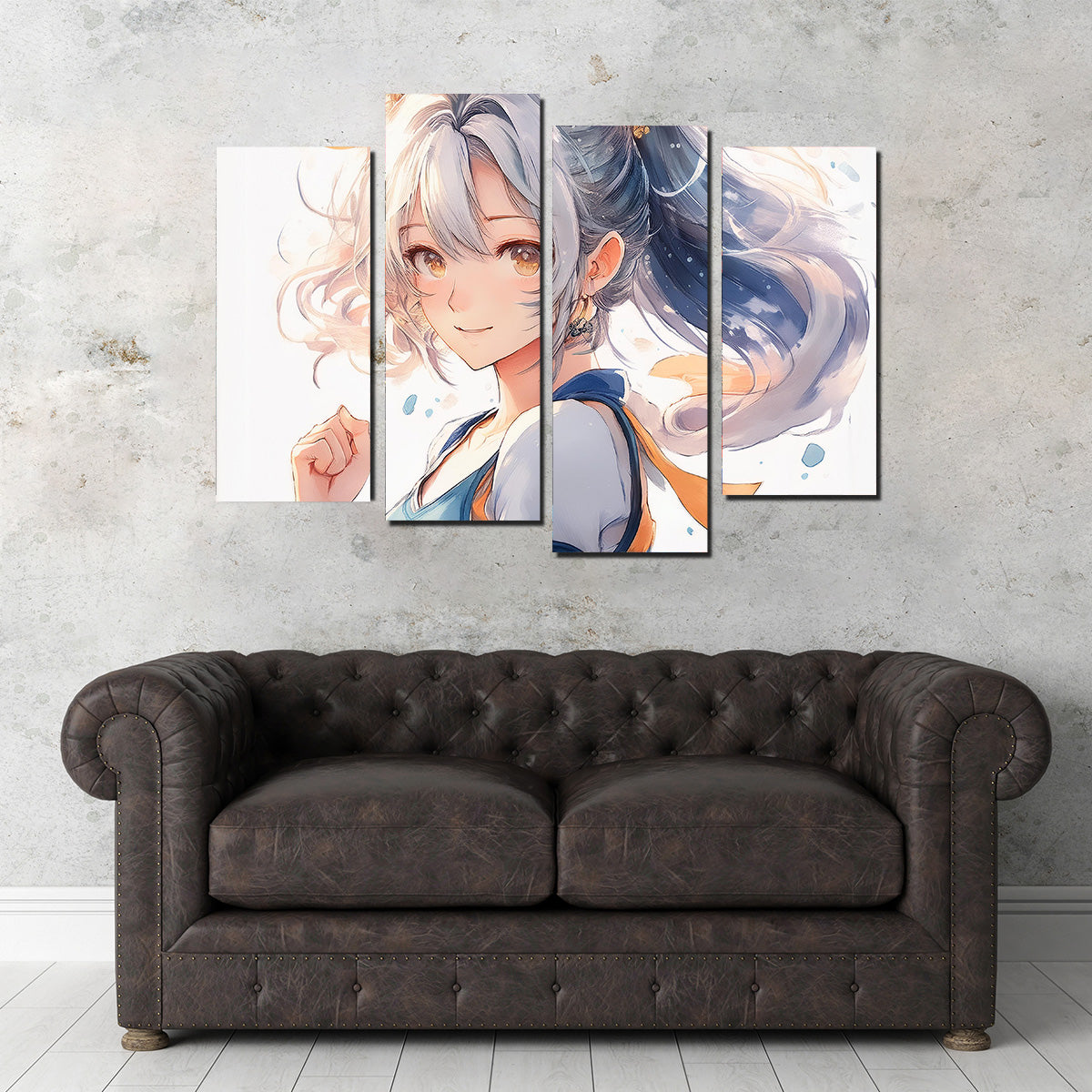 Anime Girl White Wall Art