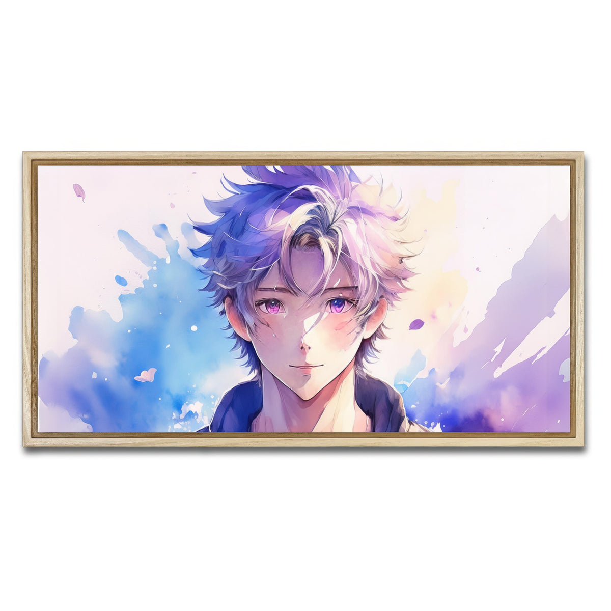 AUTO-MOCKUP WHITE | Anime Boy Abstract | 1 Piece | Natural Framed Canvas | group=2x1