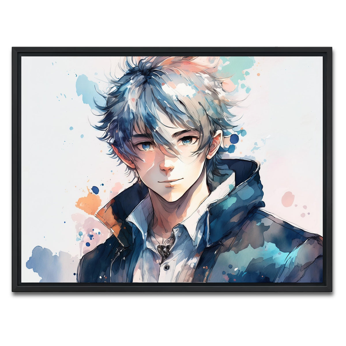 AUTO-MOCKUP WHITE | Anime Boy | 1 Piece | Black Framed Canvas | group=4x3