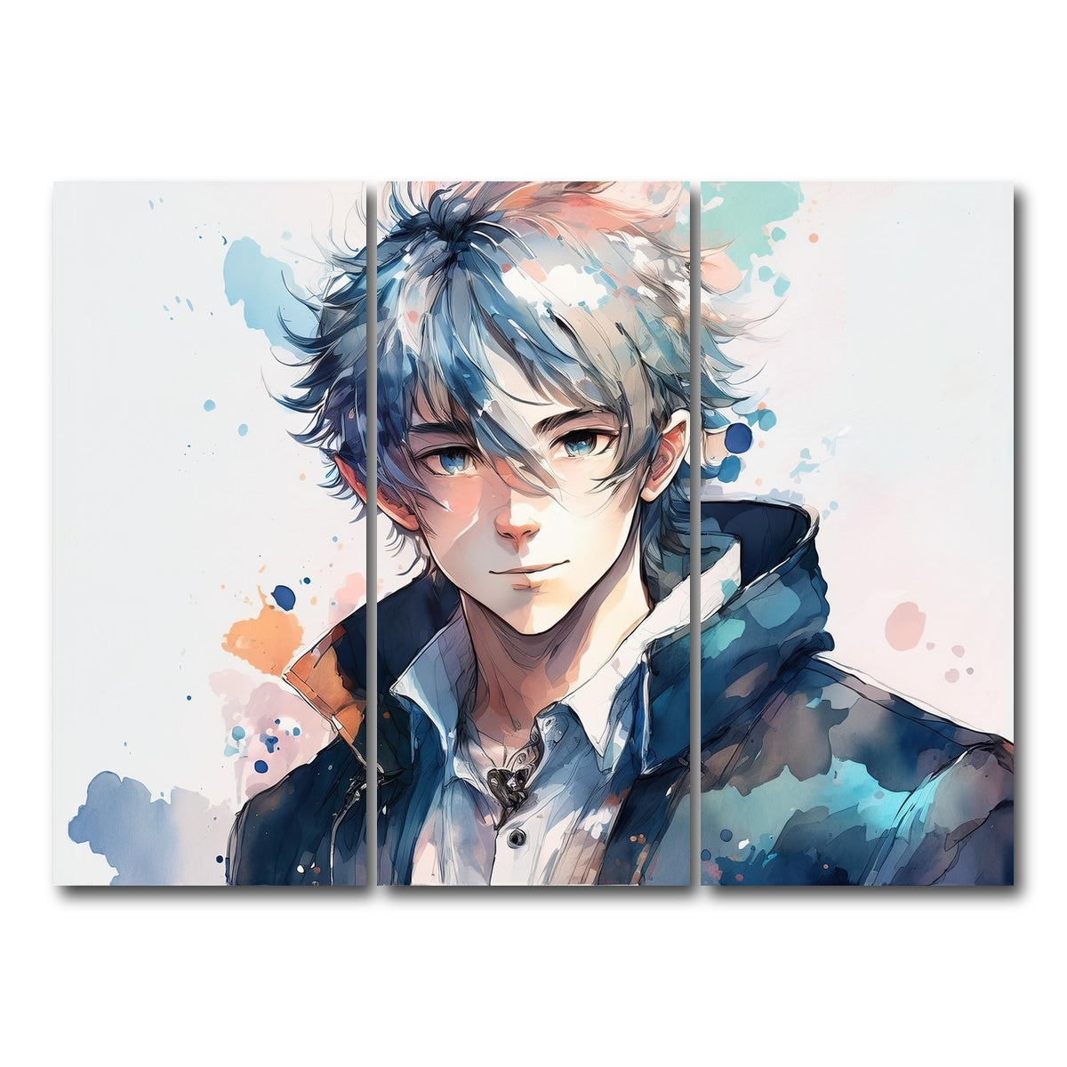 AUTO-MOCKUP WHITE | Anime Boy | 3 Piece | Gallery Wrap Canvas | group=8x18