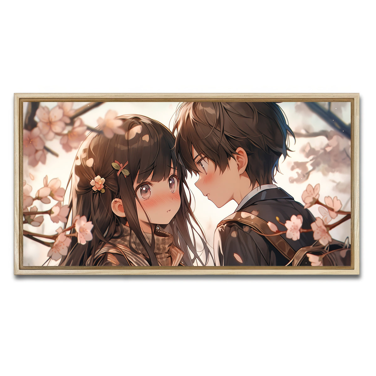 AUTO-MOCKUP WHITE | Anime Couple | 1 Piece | Natural Framed Canvas | group=2x1