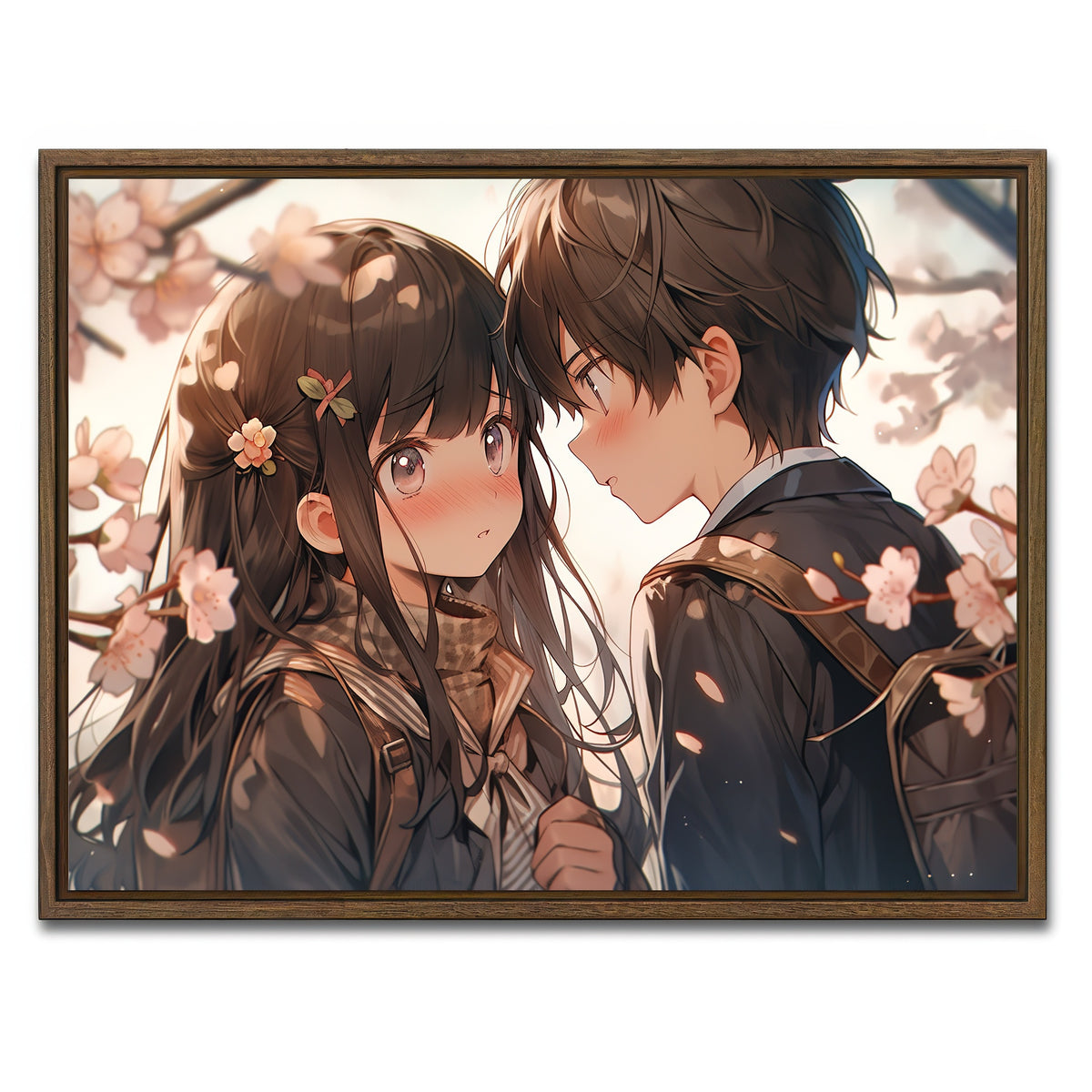 AUTO-MOCKUP WHITE | Anime Couple | 1 Piece | Walnut Framed Canvas | group=4x3
