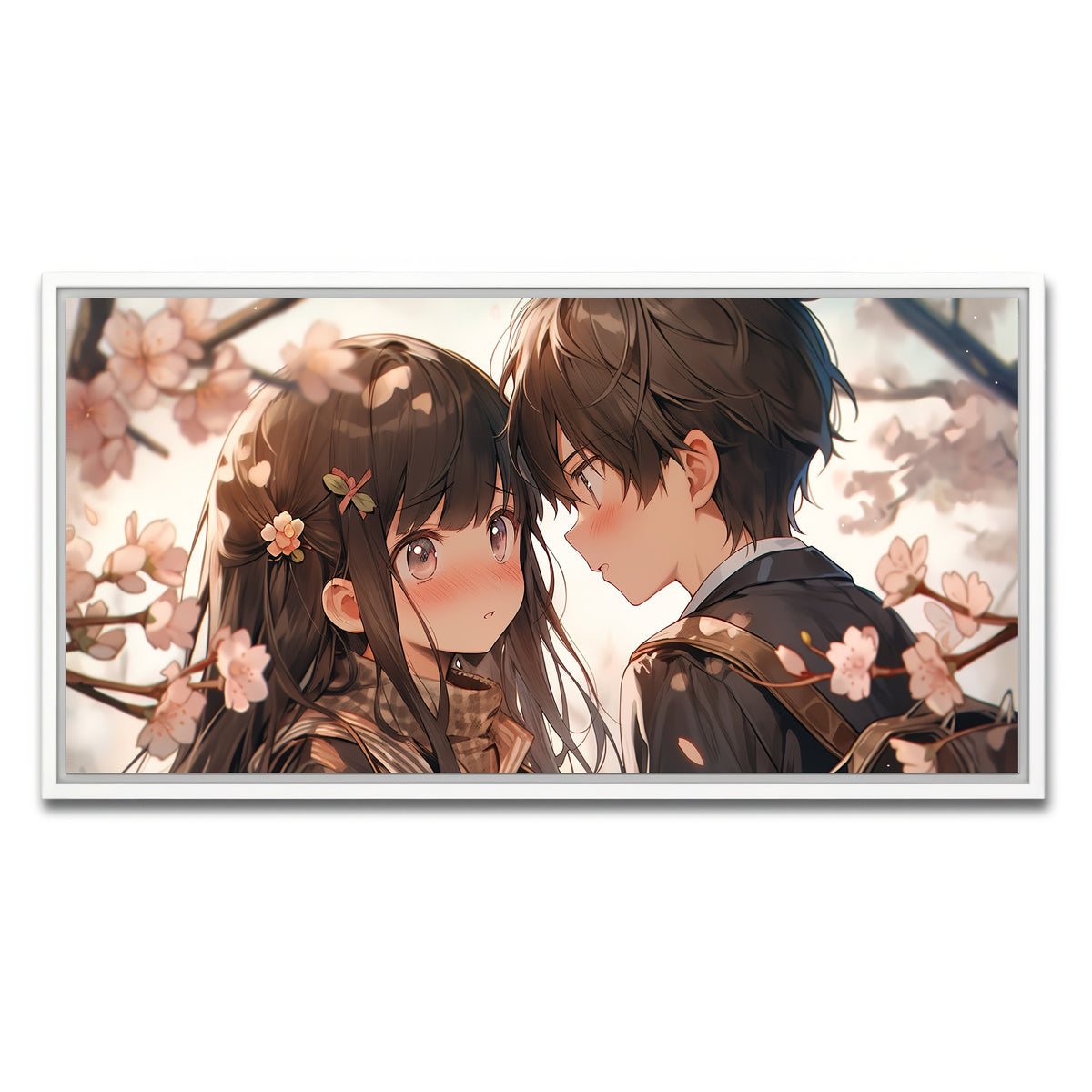 AUTO-MOCKUP WHITE | Anime Couple | 1 Piece | White Framed Canvas | group=2x1