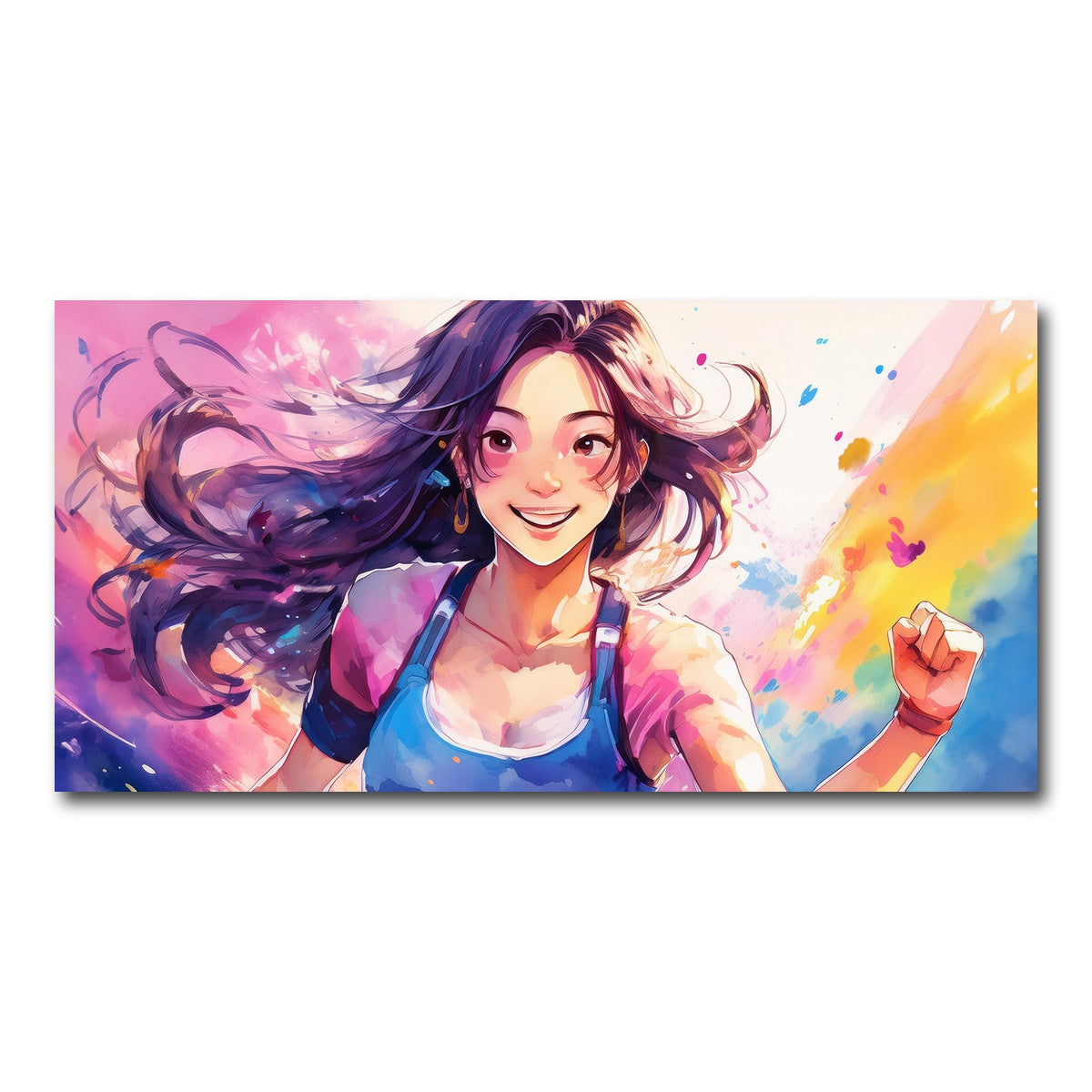 AUTO-MOCKUP WHITE | Anime Girl In Action | 1 Piece | Gallery Wrap Canvas | group=2x1