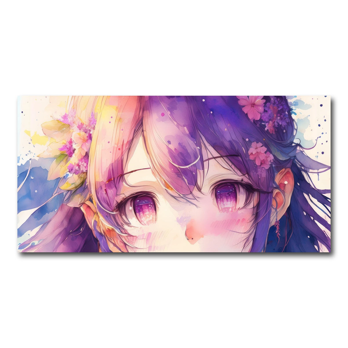 AUTO-MOCKUP WHITE | Anime Girl Watercolor | 1 Piece | Gallery Wrap Canvas | group=2x1