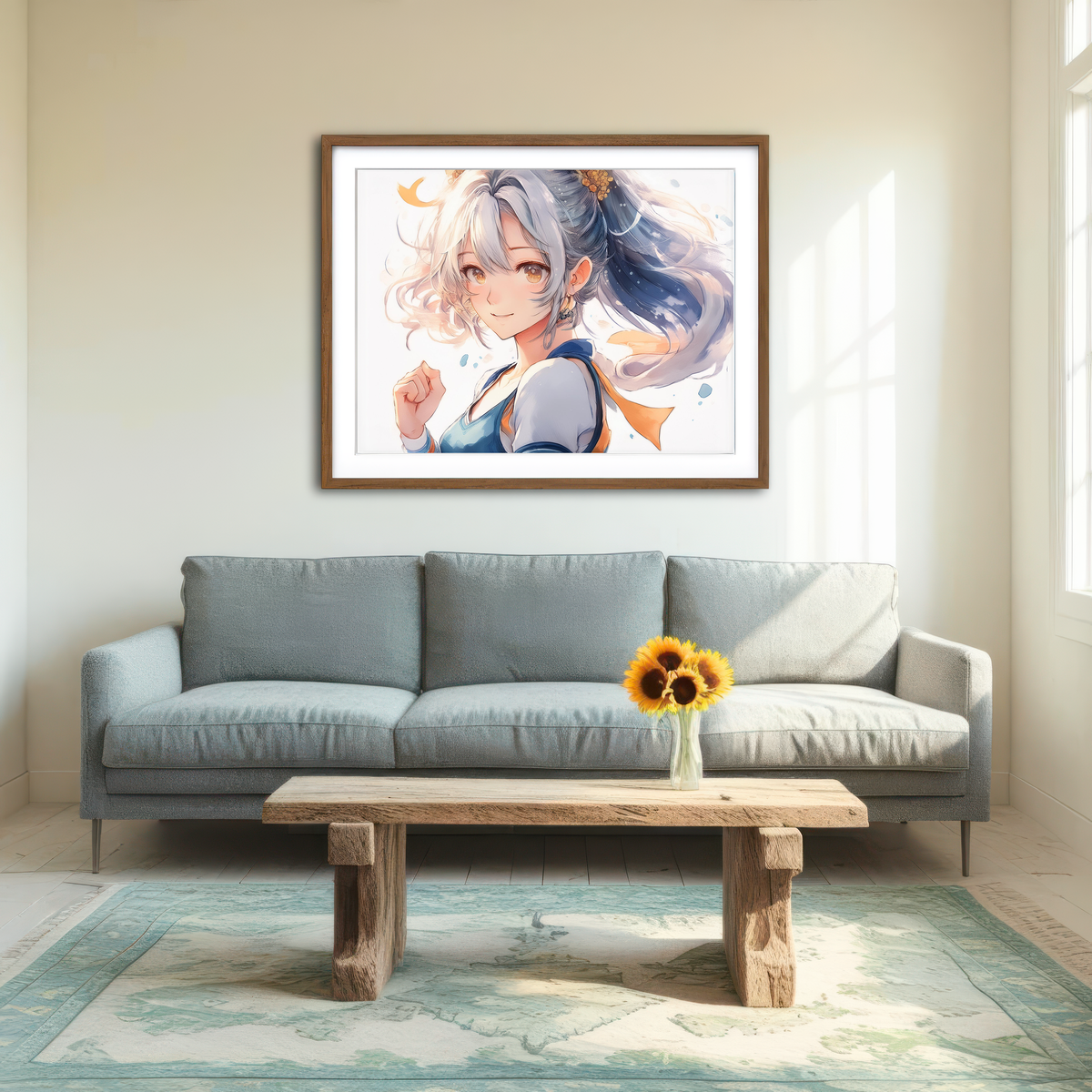 AUTO-MOCKUP ROOM | Anime Girl White Wall Art