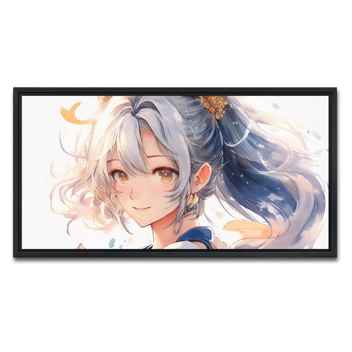 AUTO-MOCKUP WHITE | Anime Girl White | 1 Piece | Black Framed Canvas | group=2x1