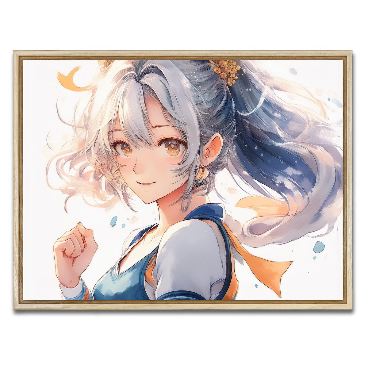 AUTO-MOCKUP WHITE | Anime Girl White | 1 Piece | Natural Framed Canvas | group=4x3