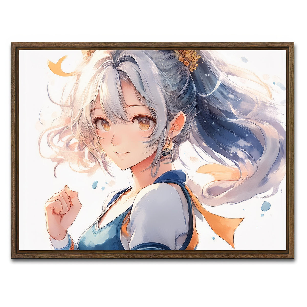 AUTO-MOCKUP WHITE | Anime Girl White | 1 Piece | Walnut Framed Canvas | group=4x3