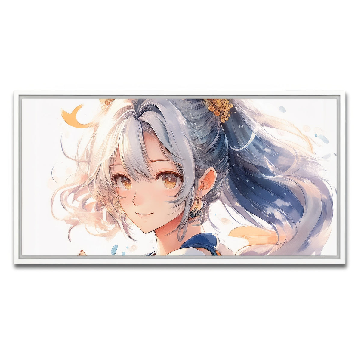 AUTO-MOCKUP WHITE | Anime Girl White | 1 Piece | White Framed Canvas | group=2x1