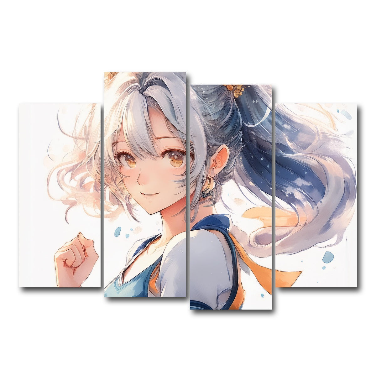 AUTO-MOCKUP WHITE | Anime Girl White | 4 Piece | Gallery Wrap Canvas | group=4_normal