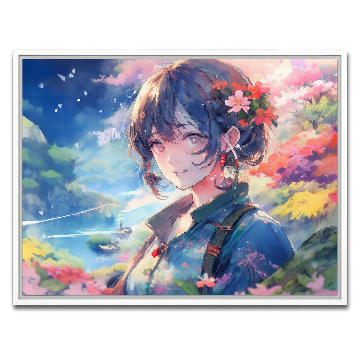 AUTO-MOCKUP WHITE | Anime Lady | 1 Piece | White Framed Canvas | group=4x3