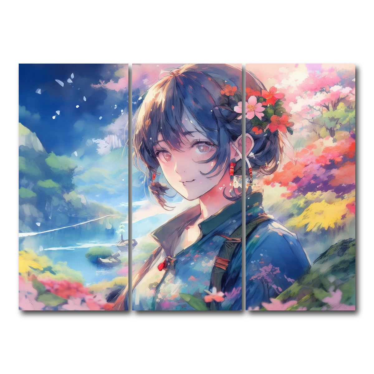 AUTO-MOCKUP WHITE | Anime Lady | 3 Piece | Gallery Wrap Canvas | group=8x18