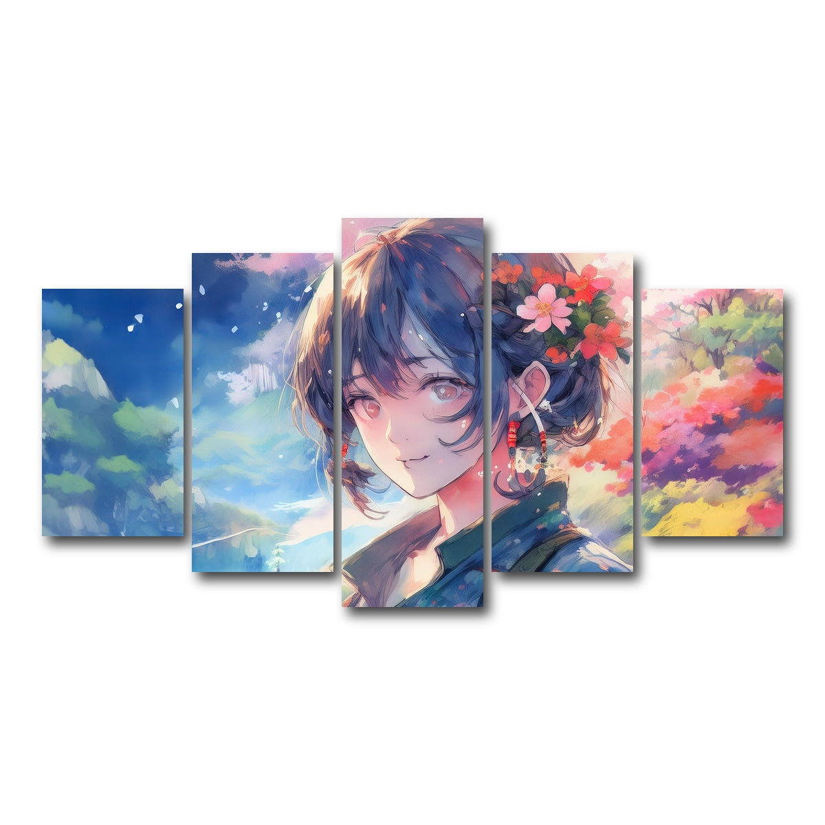 AUTO-MOCKUP WHITE | Anime Lady | 5 Piece | Gallery Wrap Canvas | group=5_normal