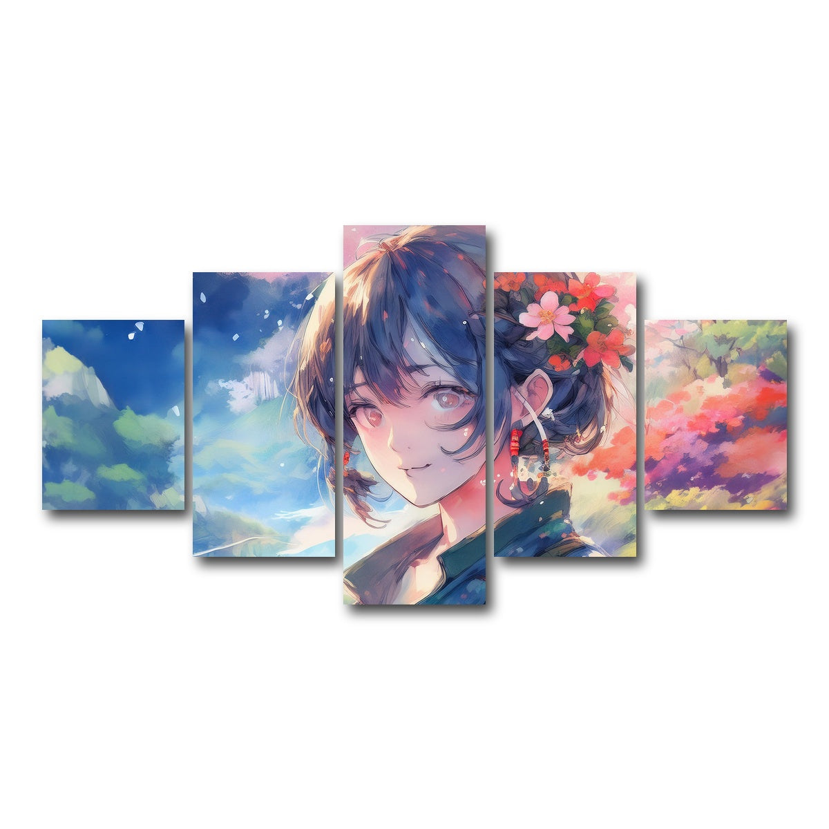 AUTO-MOCKUP WHITE | Anime Lady | 5 Piece | Gallery Wrap Canvas | group=5_short