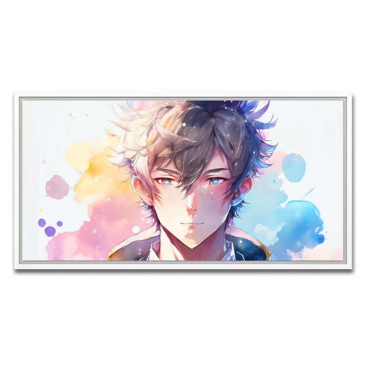 AUTO-MOCKUP WHITE | Anime Man | 1 Piece | White Framed Canvas | group=2x1