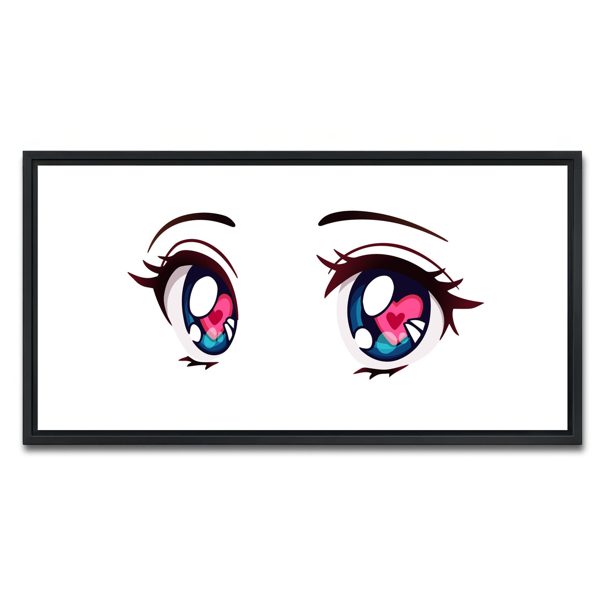 AUTO-MOCKUP WHITE | Anime Style big blue eyes | 1 Piece | Black Framed Canvas | group=2x1