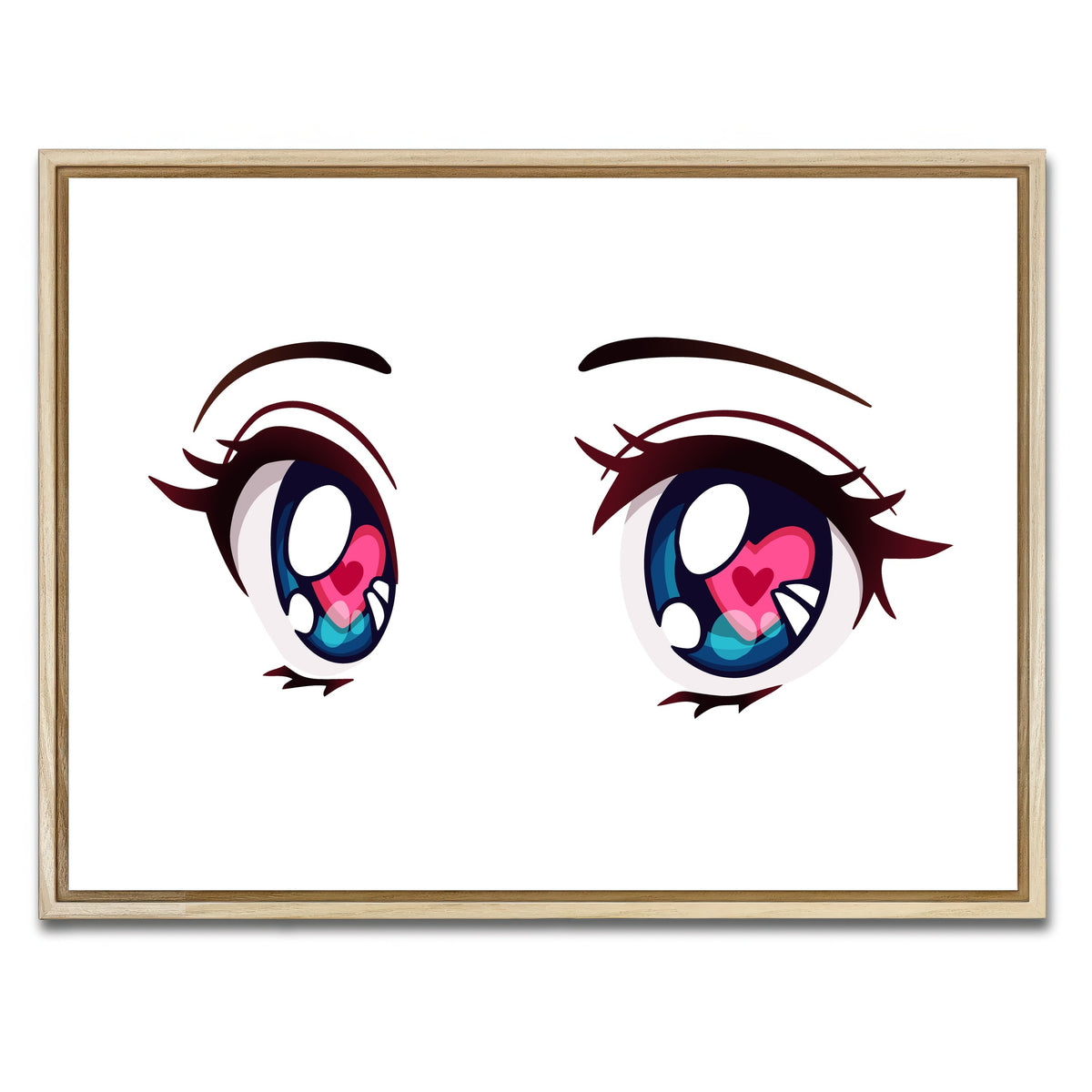 AUTO-MOCKUP WHITE | Anime Style big blue eyes | 1 Piece | Natural Framed Canvas | group=4x3