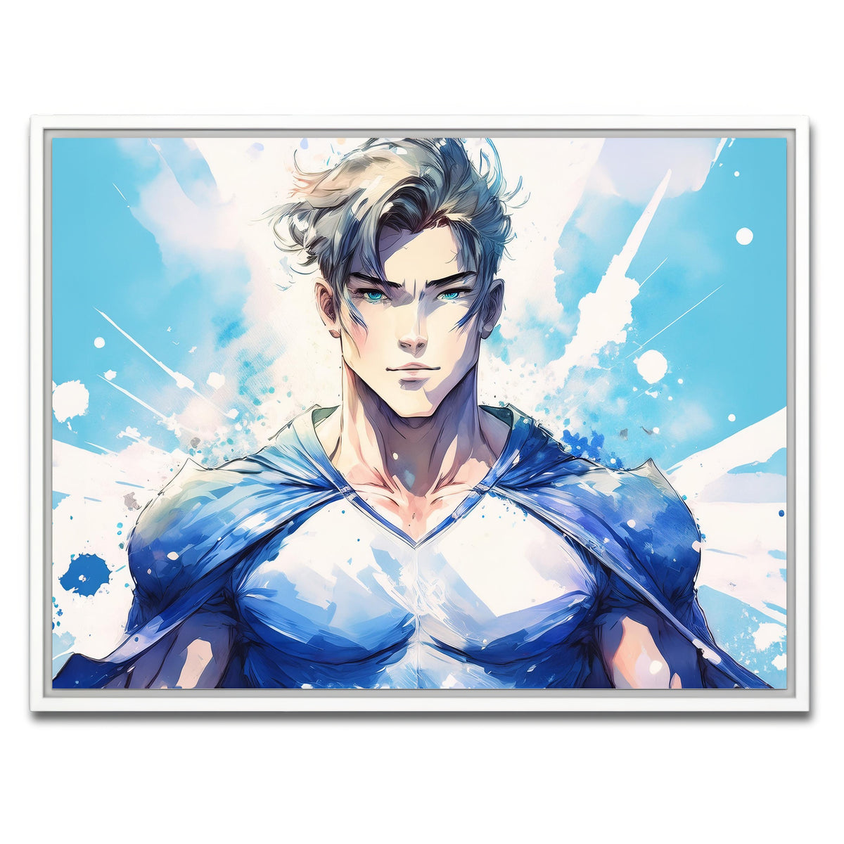 AUTO-MOCKUP WHITE | Anime Super Hero | 1 Piece | White Framed Canvas | group=4x3