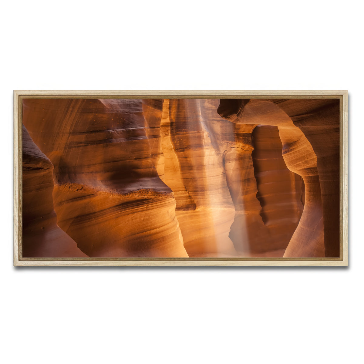 AUTO-MOCKUP WHITE | Antelope Canyon Gorgeous Lightbeam | 1 Piece | Natural Framed Canvas | group=2x1