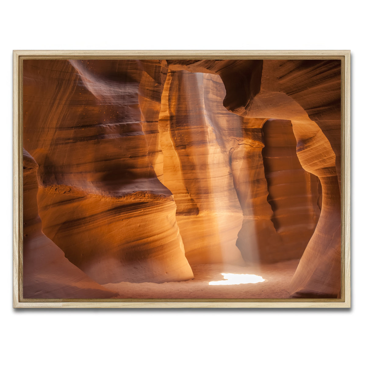 AUTO-MOCKUP WHITE | Antelope Canyon Gorgeous Lightbeam | 1 Piece | Natural Framed Canvas | group=4x3