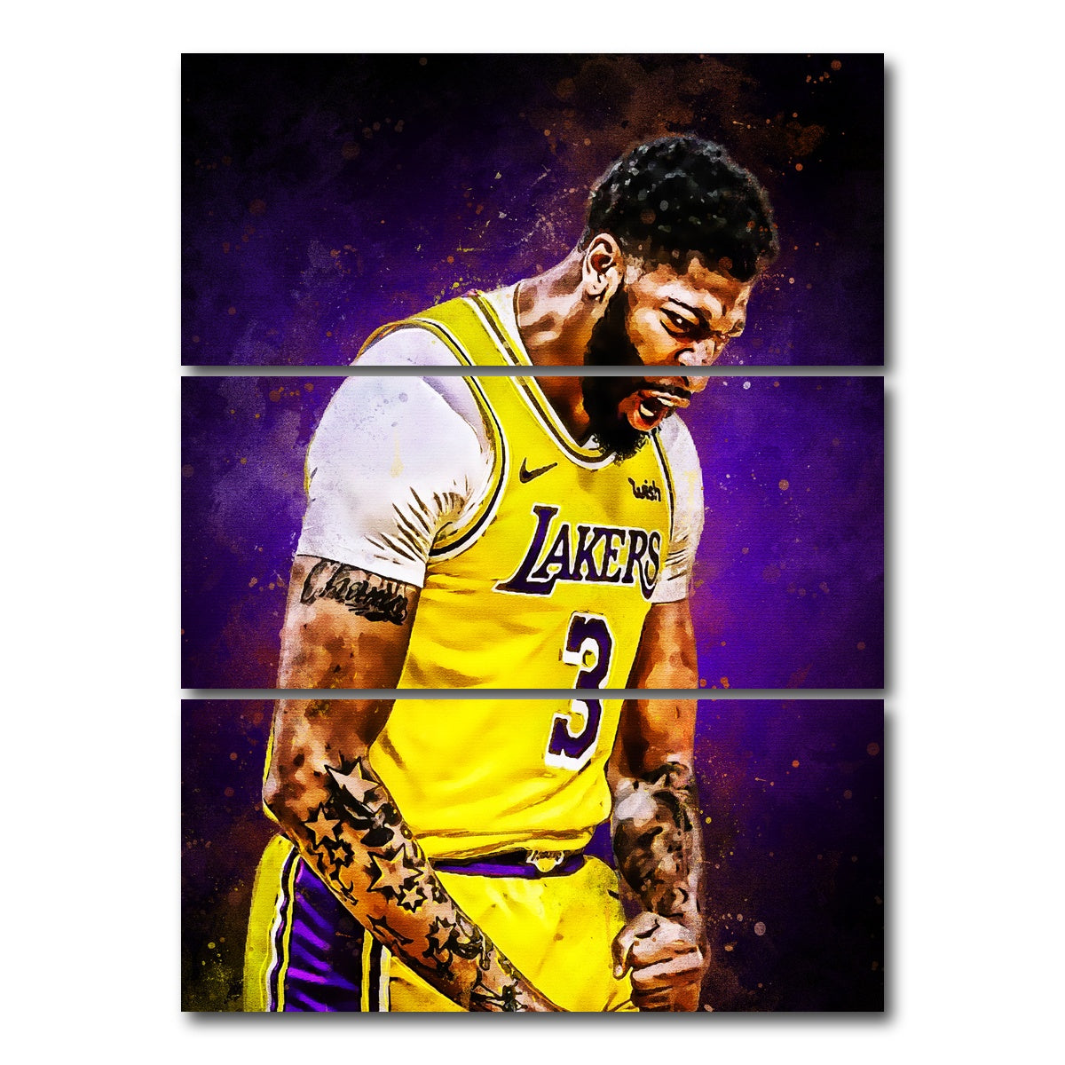 AUTO-MOCKUP WHITE | Anthony Davis Painting | 3 Piece | Gallery Wrap Canvas | group=8x18_stacked