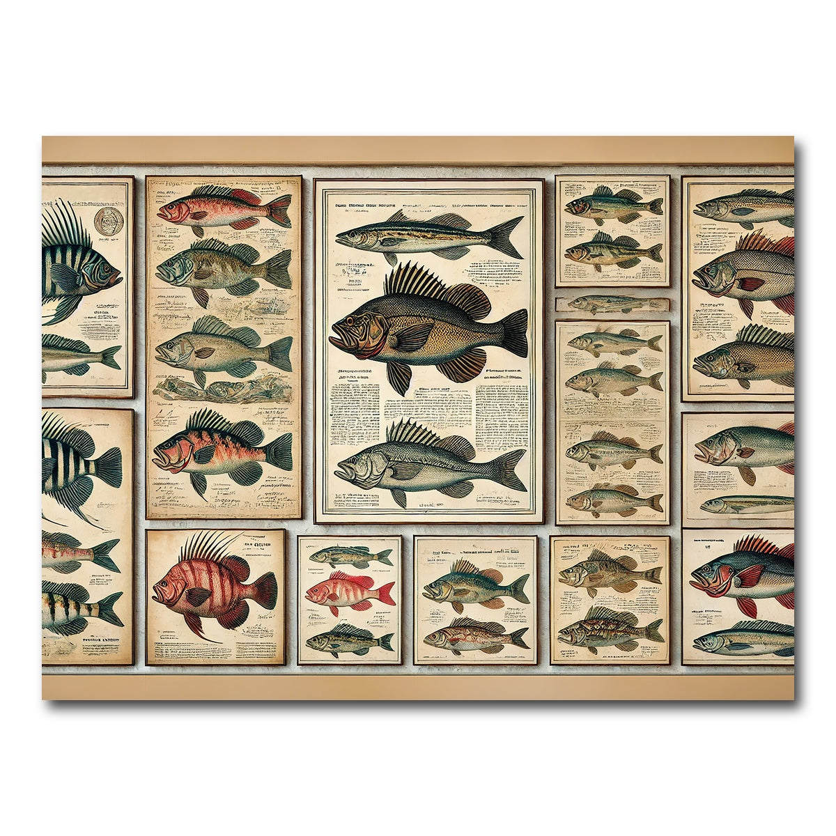 AUTO-MOCKUP WHITE | Antique fish illustrations | 1 Piece | Gallery Wrap Canvas | group=4x3