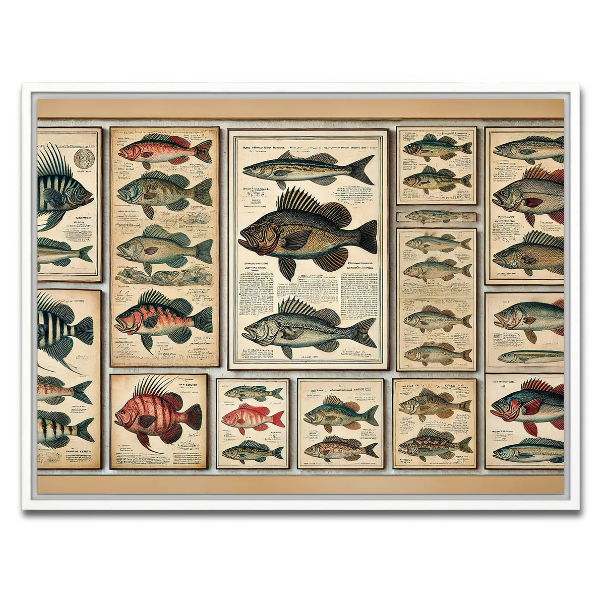 AUTO-MOCKUP WHITE | Antique fish illustrations | 1 Piece | White Framed Canvas | group=4x3