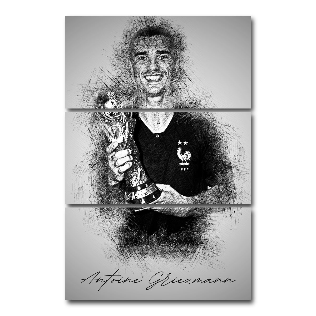 AUTO-MOCKUP WHITE | Antoine Griezmann | 3 Piece | Gallery Wrap Canvas | group=12x24_stacked